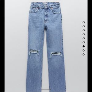 ZARA Wide Legged Full Length Ripped Jeans